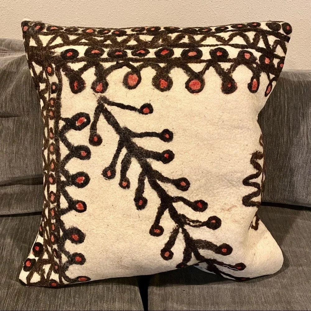 Handmade oversized painted felt Turkish Accent Pillow